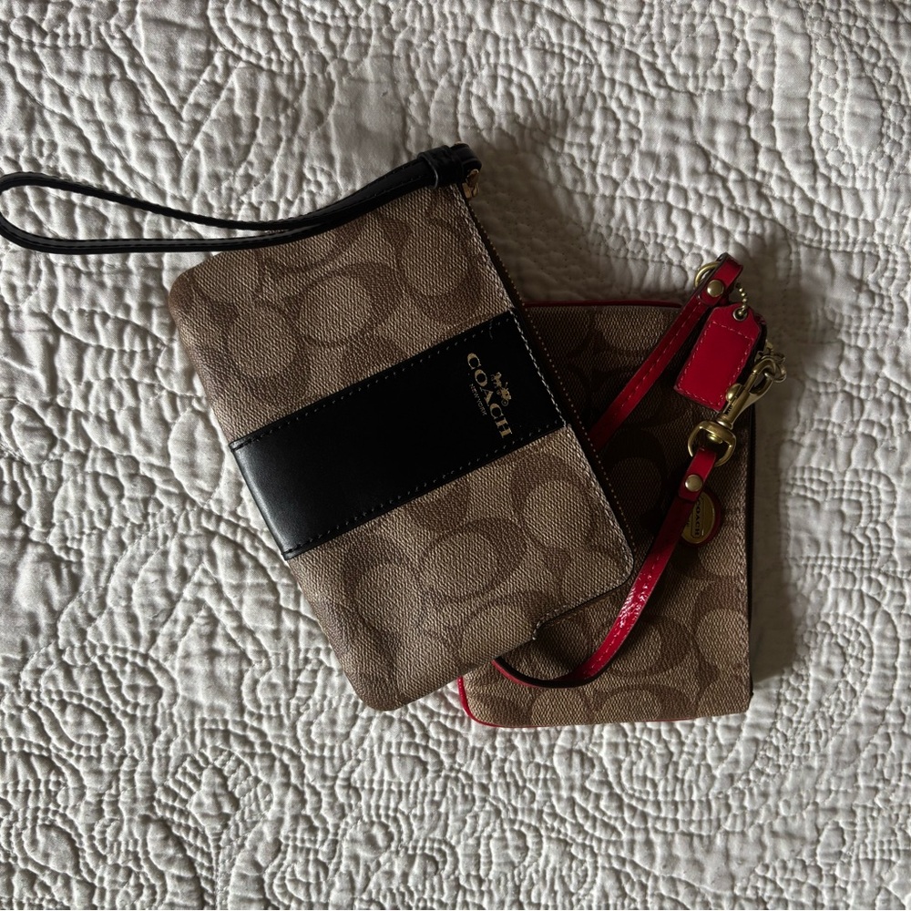 Coach Brown and Black Monogram Wristlet